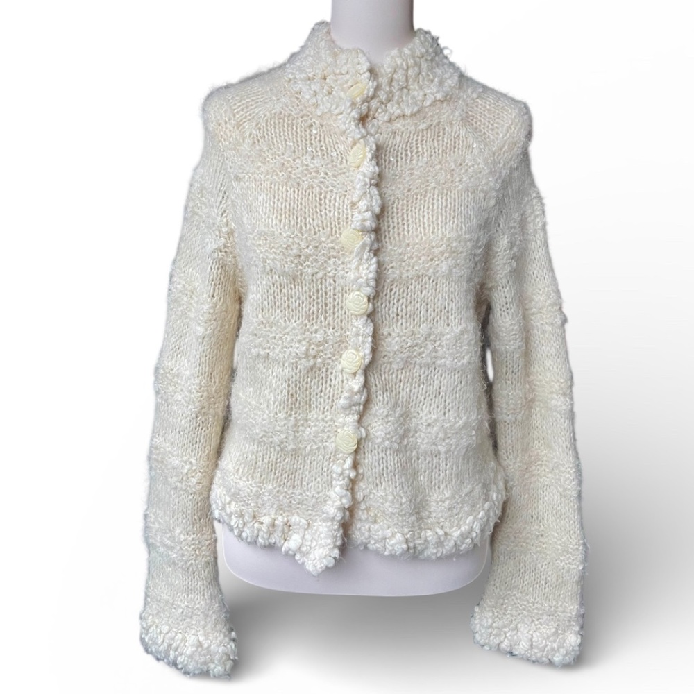 Anthropologie Sleeping on Snow sequined cardigan size M